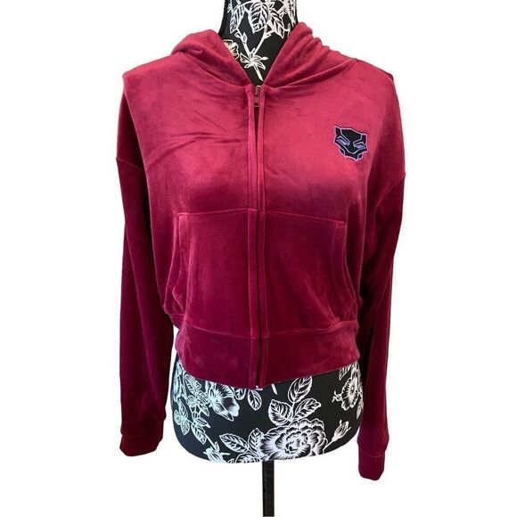 Marvel Black Panther Wakanda Forever Velour Full Zip Hoodie Sweatshirt Soft - Picture 2 of 13